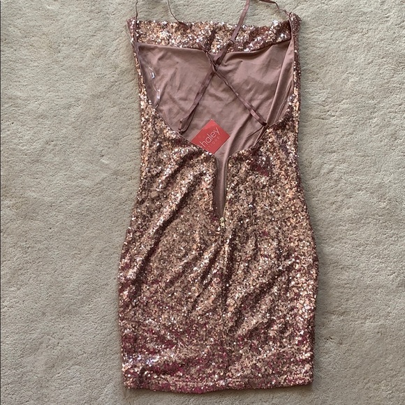 Rose Gold Sequin Mini Dress - Picture 5 of 7